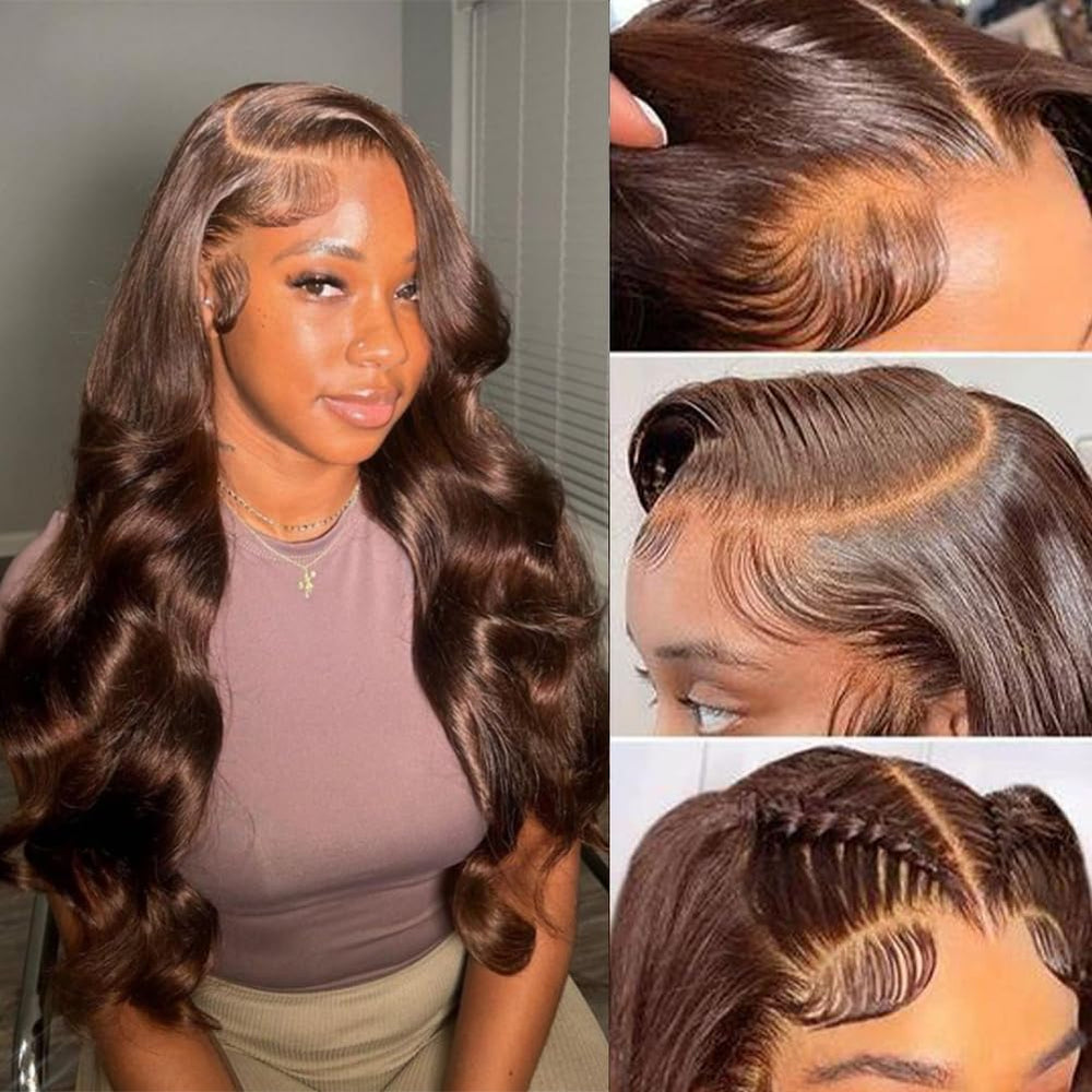 Aoque chocolate brown lace front wig 30 inches with natural-looking hairline