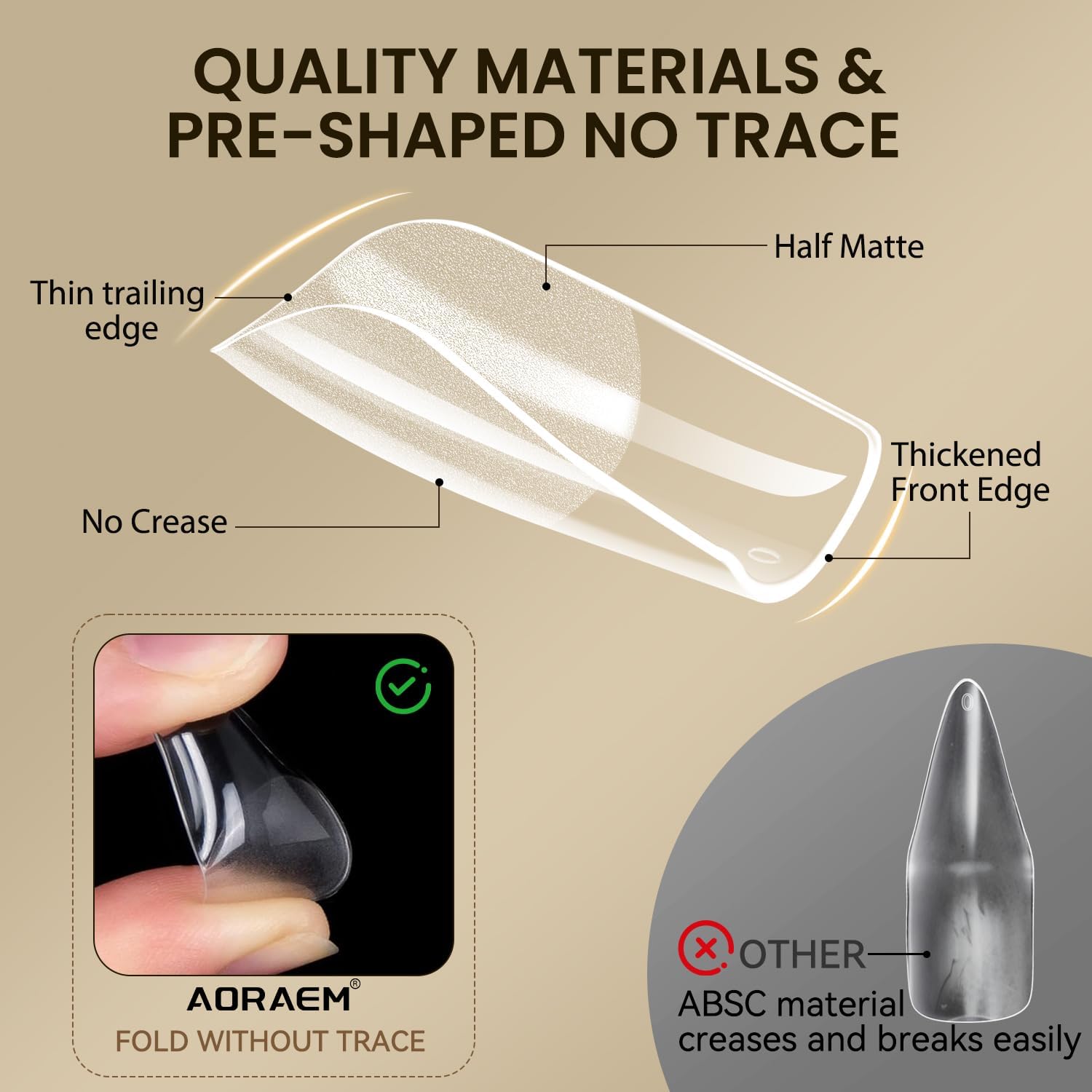 AORAEM medium square nail tips kit for quick home nail art