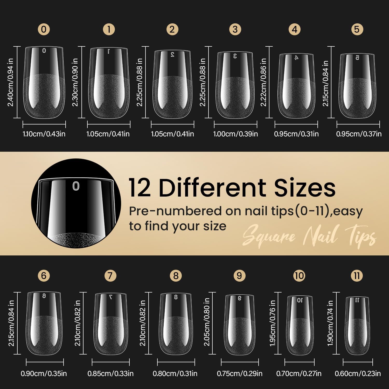 AORAEM soft gel tips in short square shape ideal for natural-looking nails