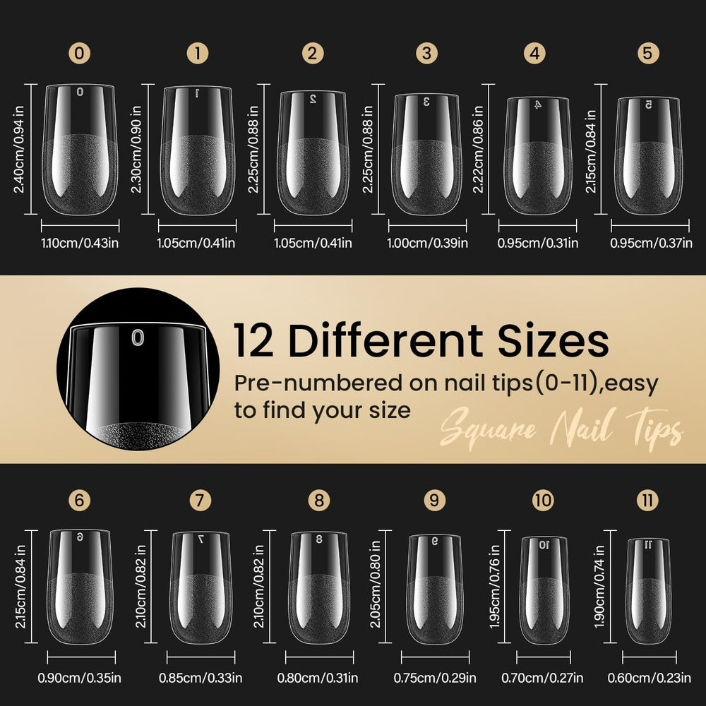 AORAEM soft gel tips in short square shape ideal for natural-looking nails