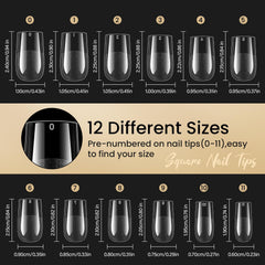 AORAEM soft gel tips in short square shape ideal for natural-looking nails