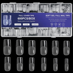 AORAEM square nail tips full cover for DIY manicure and long-lasting wear