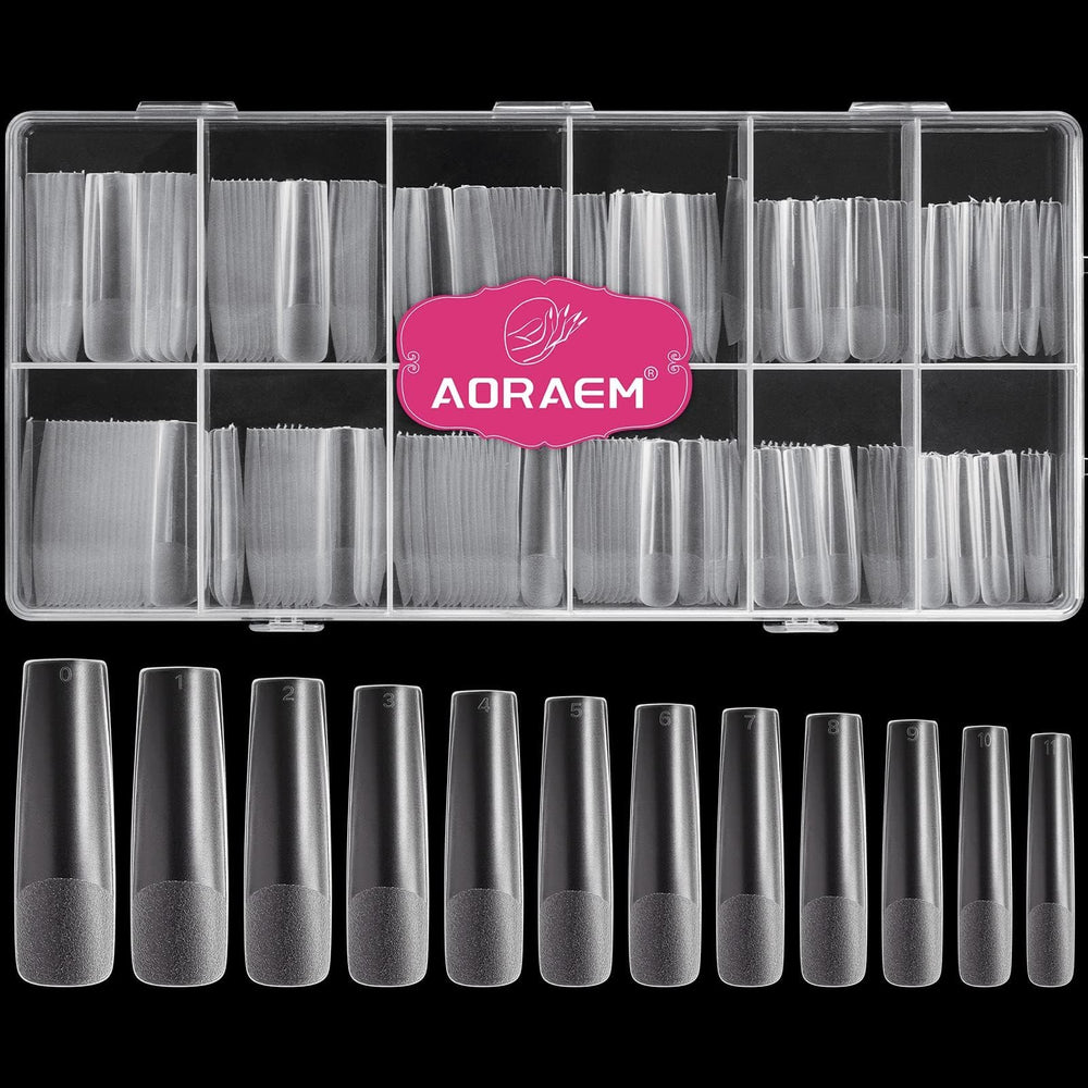 AORAEM XXL square clear nails kit with case for organized 240 tips