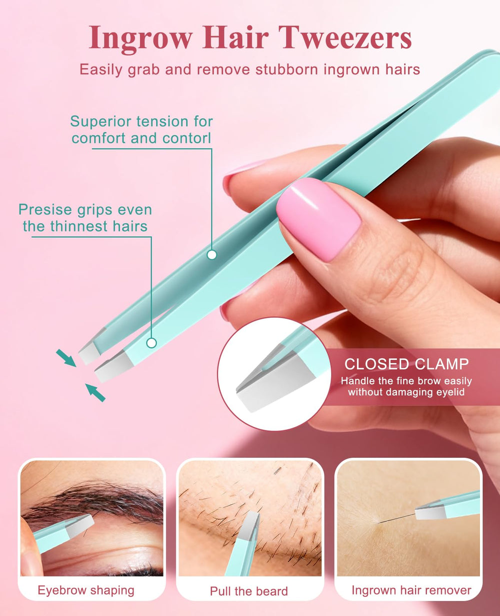 Aosnare flat tweezers with secure grip for stubborn hairs