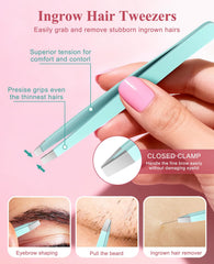 Aosnare flat tweezers with secure grip for stubborn hairs
