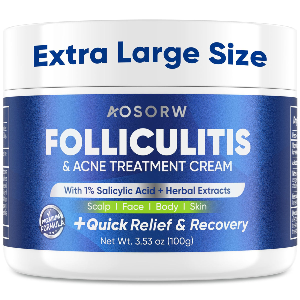 AOSORW Folliculitis Cream packaging with a compact bottle for daily use.