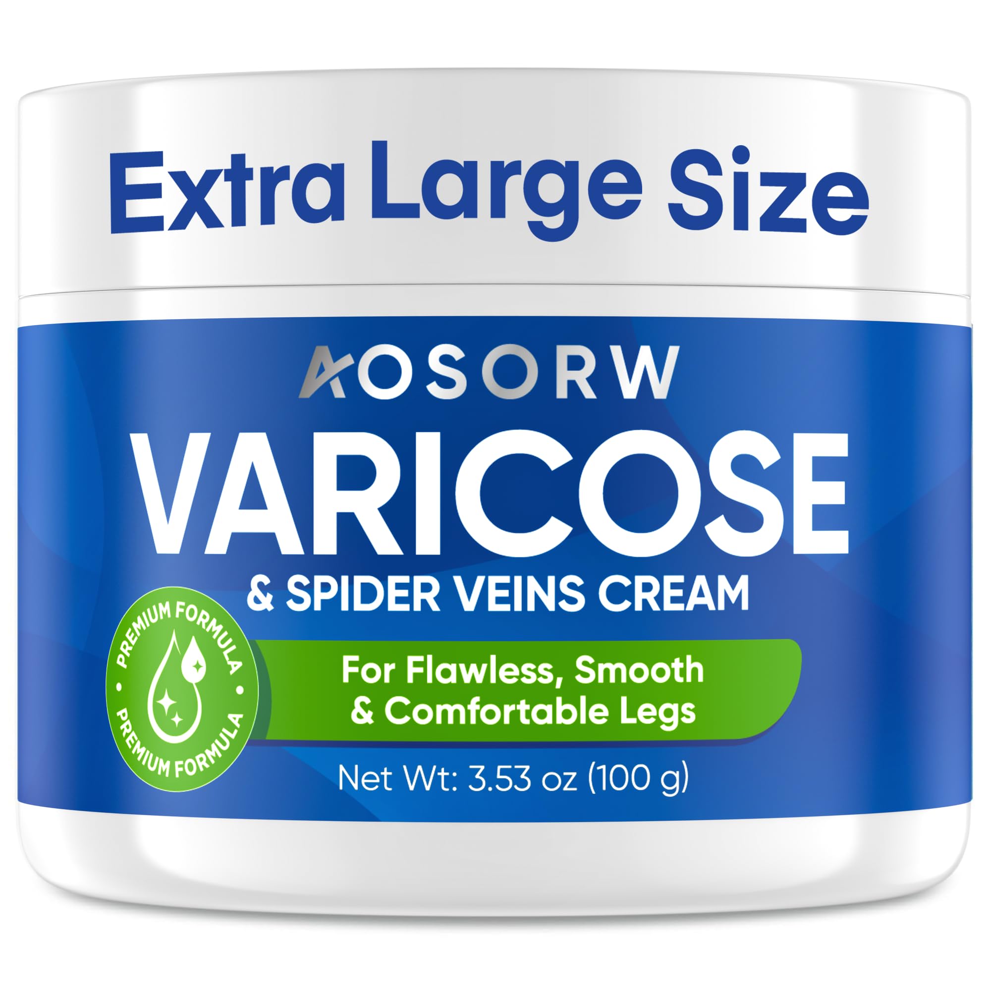 AOSORW varicose veins cream bottle for smooth leg application.