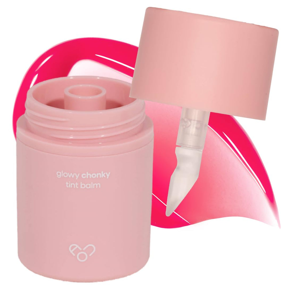 AOU Glowy Chonky Tint Balm Apple with built-in silicone applicator for mess-free hydration.