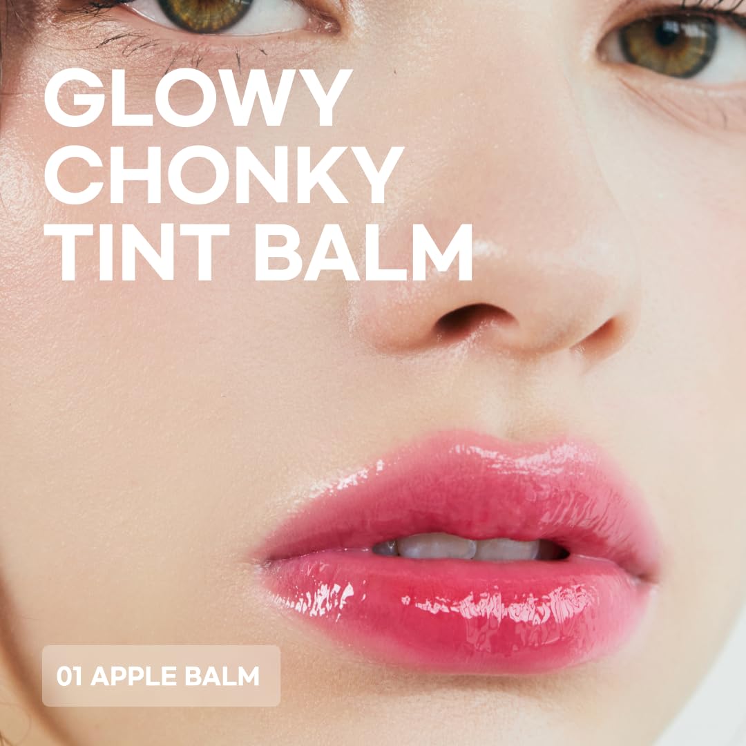 AOU Glowy Chonky Tint Balm Apple glossy finish for natural-looking lip color.