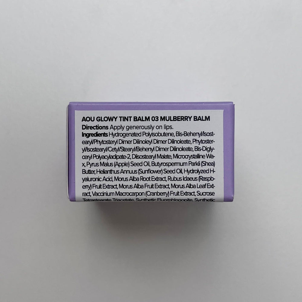 AOU Glowy Tint Balm on lips shows natural gloss and pink shade
