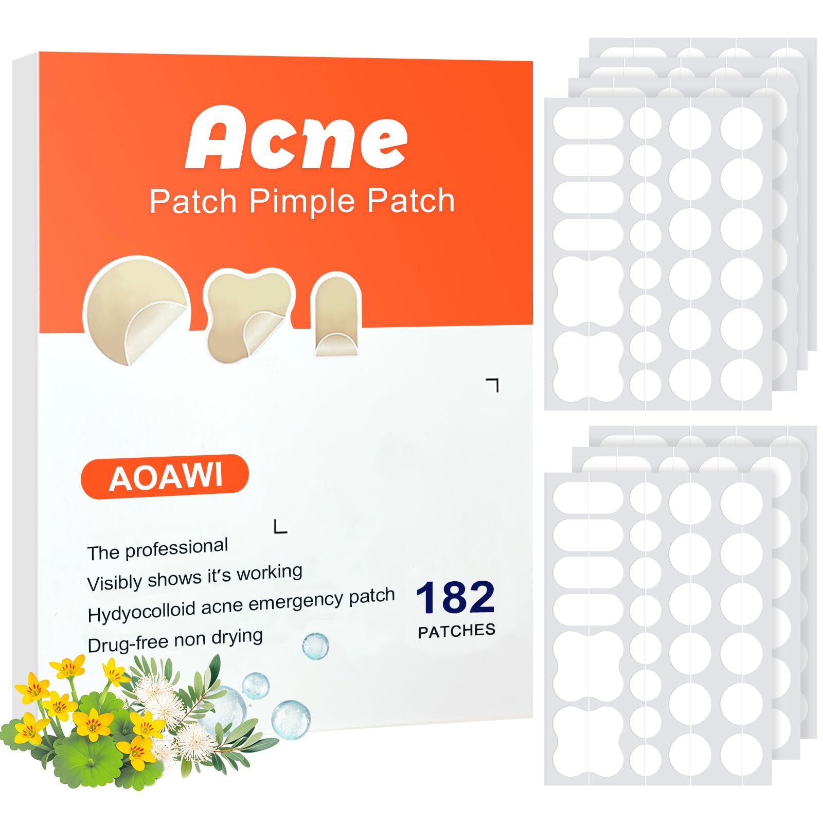 AOAWI acne patches 9mm round for targeted blemish care and quick absorption.
