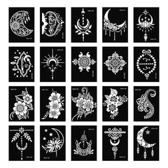 Apausvcm mehndi moon stencil for temporary tattoos with bold lines