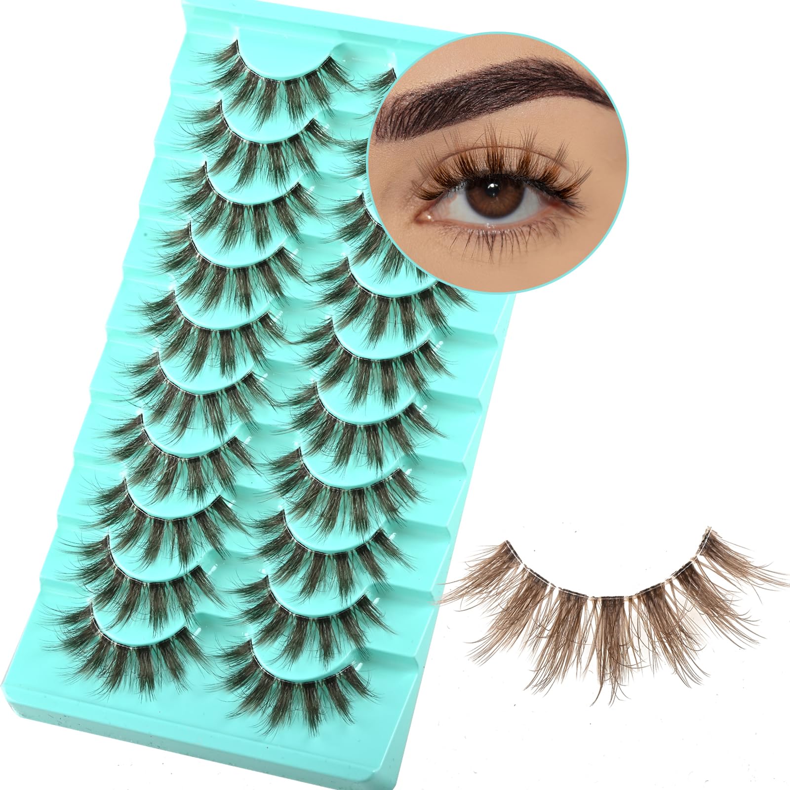 APCYUST brown lashes offer fluffy wispy definition for everyday wear