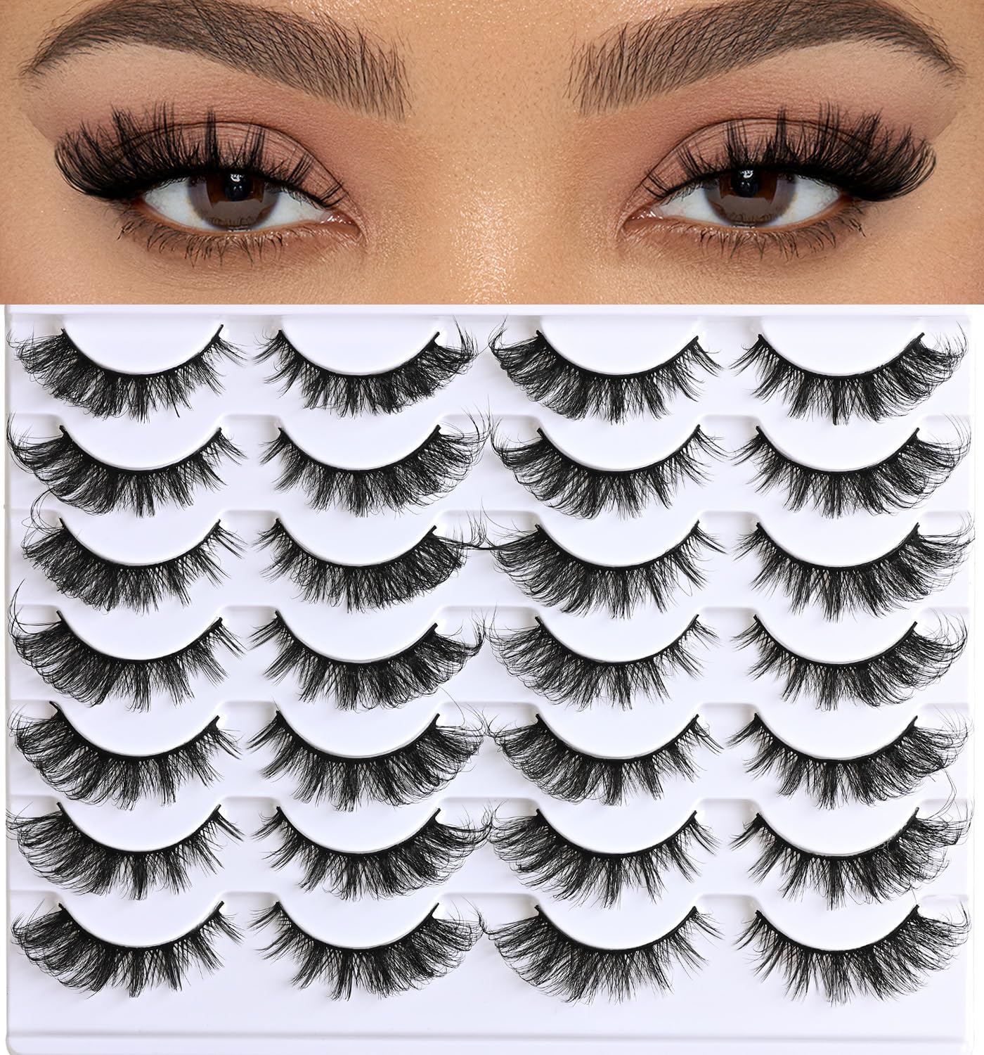 APCYUST Cat Eye Lashes show a foxy lift with a defined cat-eye shape for open eyes.