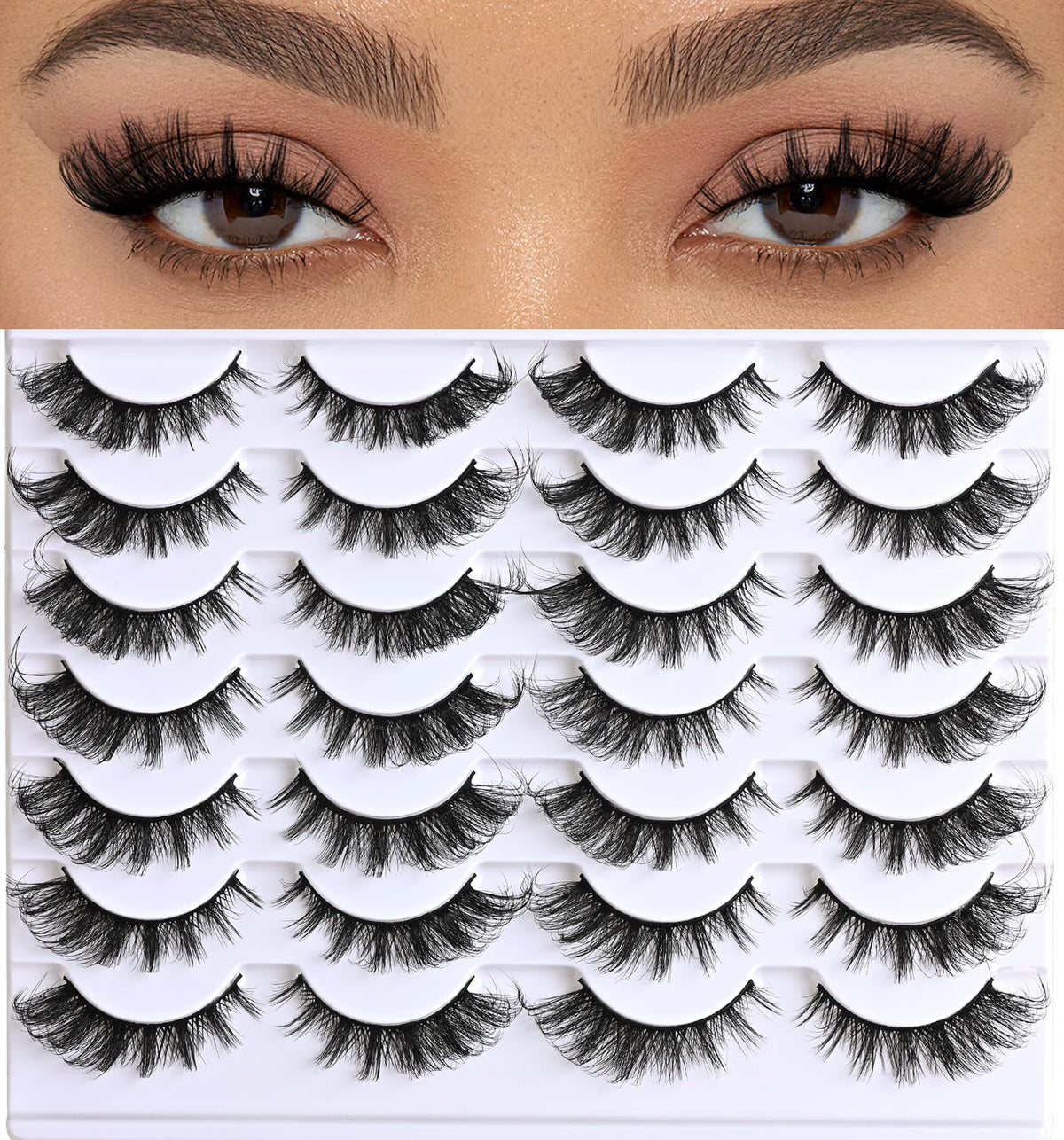 APCYUST Cat Eye Lashes show a foxy lift with a defined cat-eye shape for open eyes.