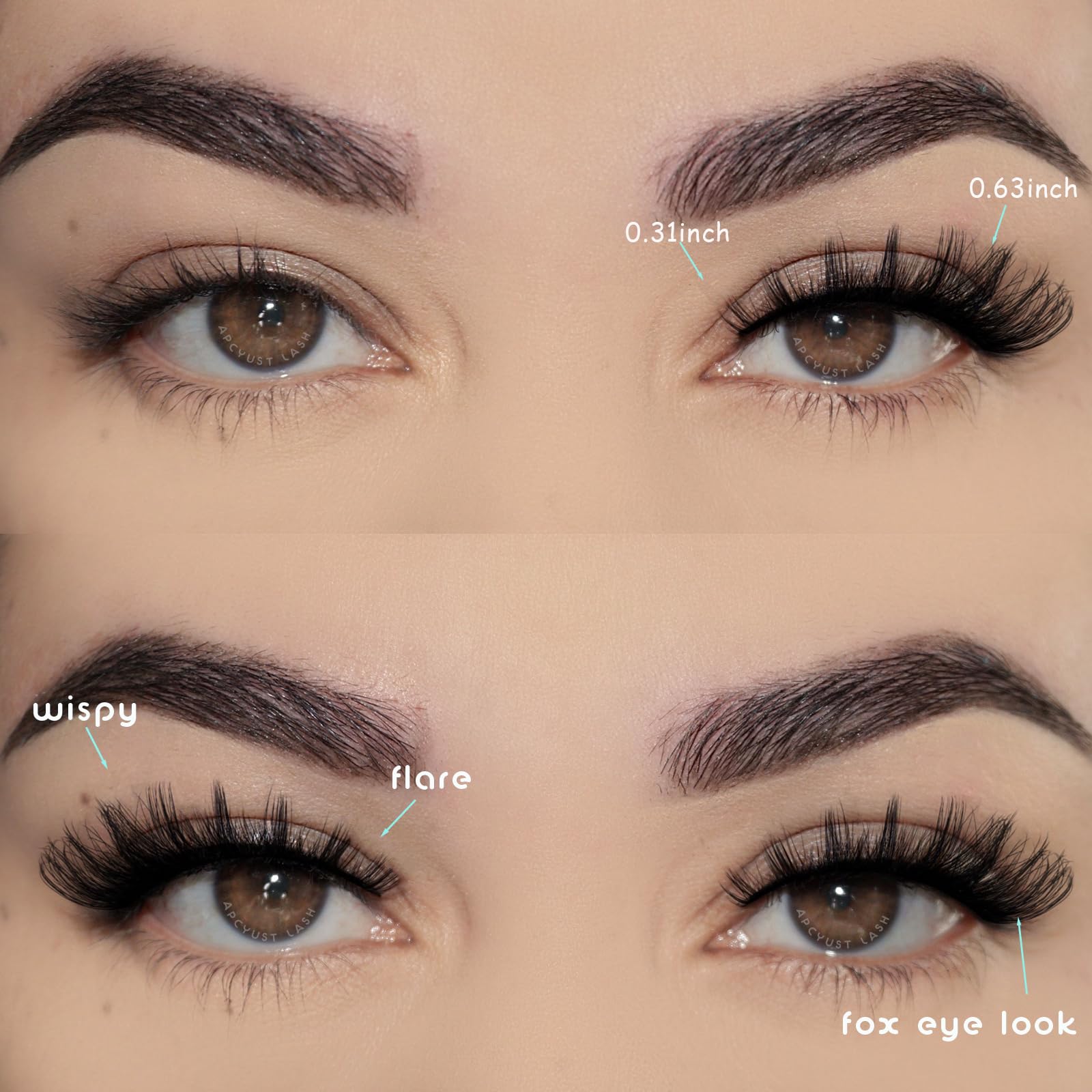 APCYUST cat-eye lashes wispy 3D add definition for brighter, more awake eyes.