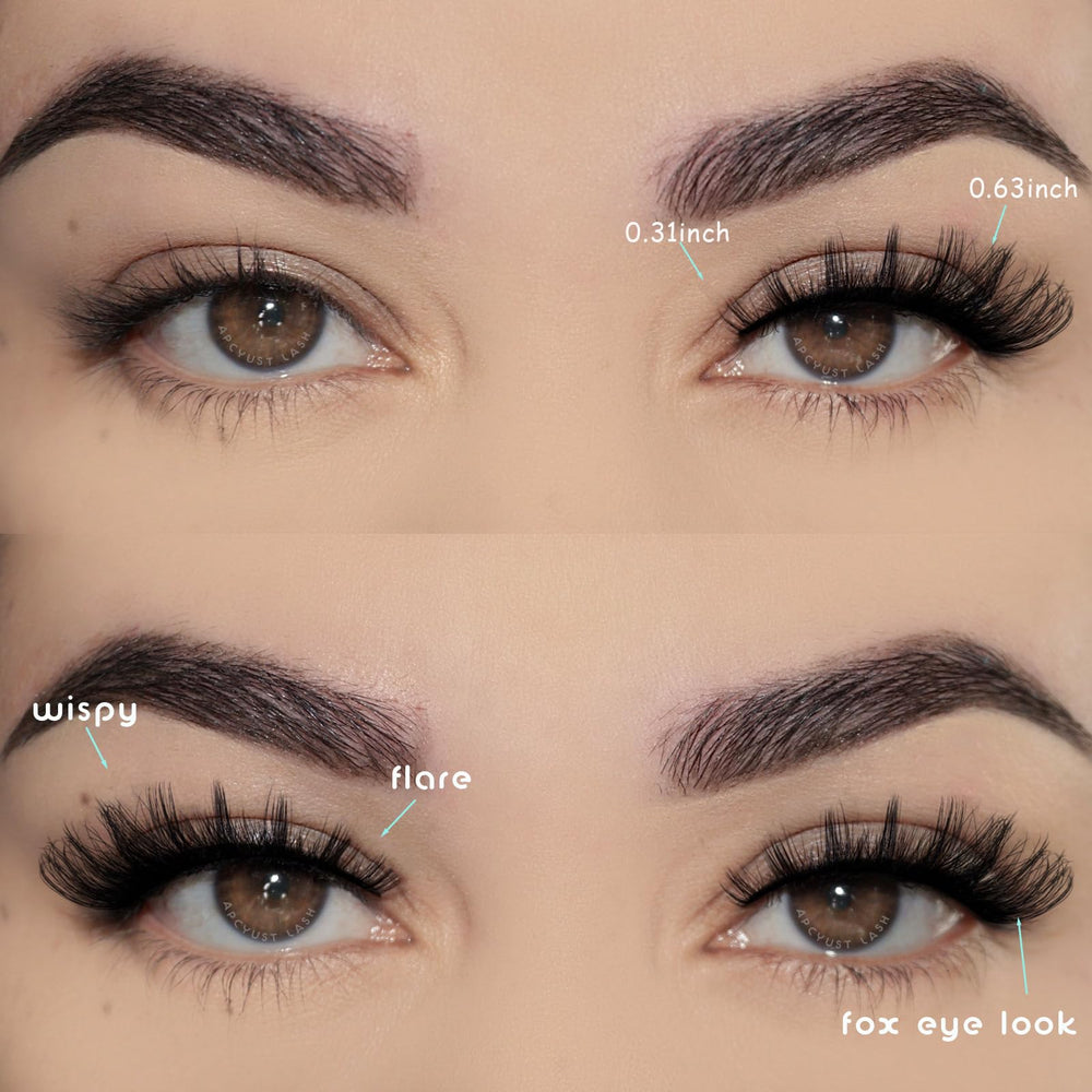 APCYUST cat-eye lashes wispy 3D add definition for brighter, more awake eyes.