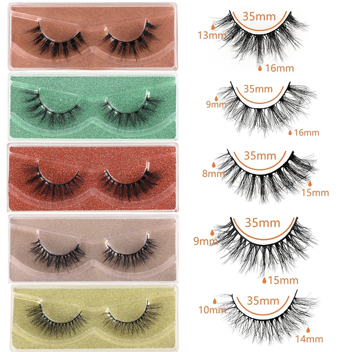 APCYUST 100-pair collection in five styles showcases versatile lash looks.