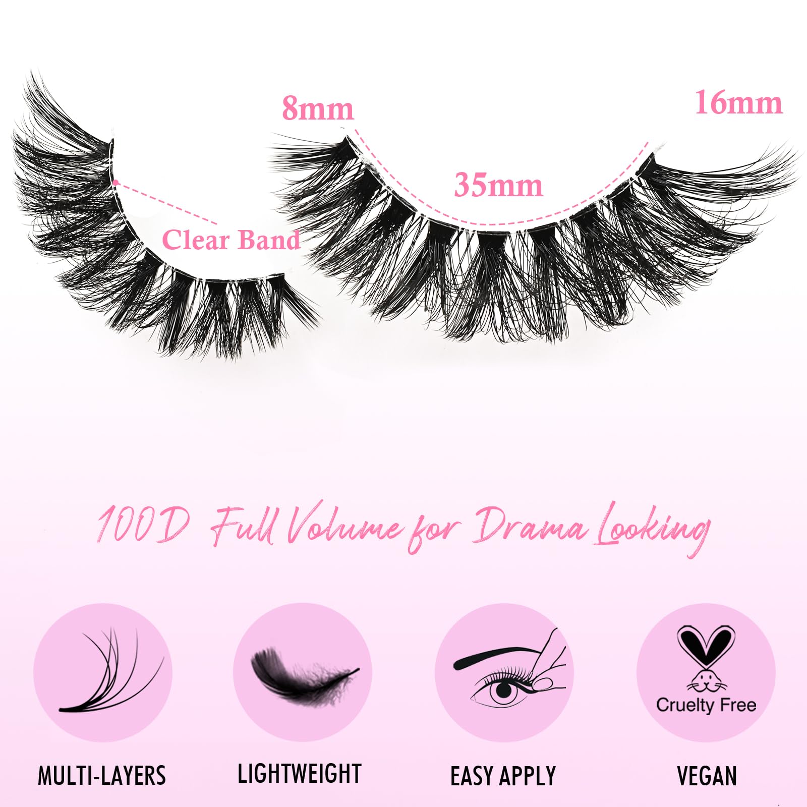 APCYUST lashes clear band for invisible finish.