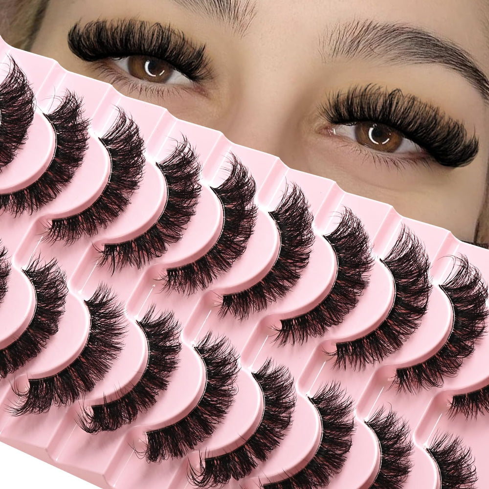 APCYUST Lashes Wispy Cat Eye Strip for natural lift.