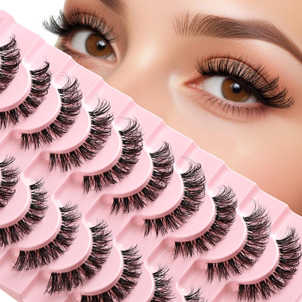 APCYUST Lashes wispy cat eye for natural lift and daily wear.
