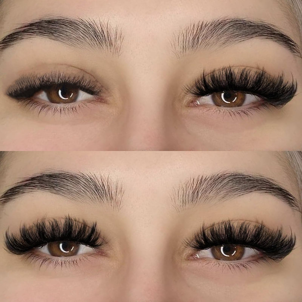 APCYUST Wispy Cluster lashes create a soft, layered effect.