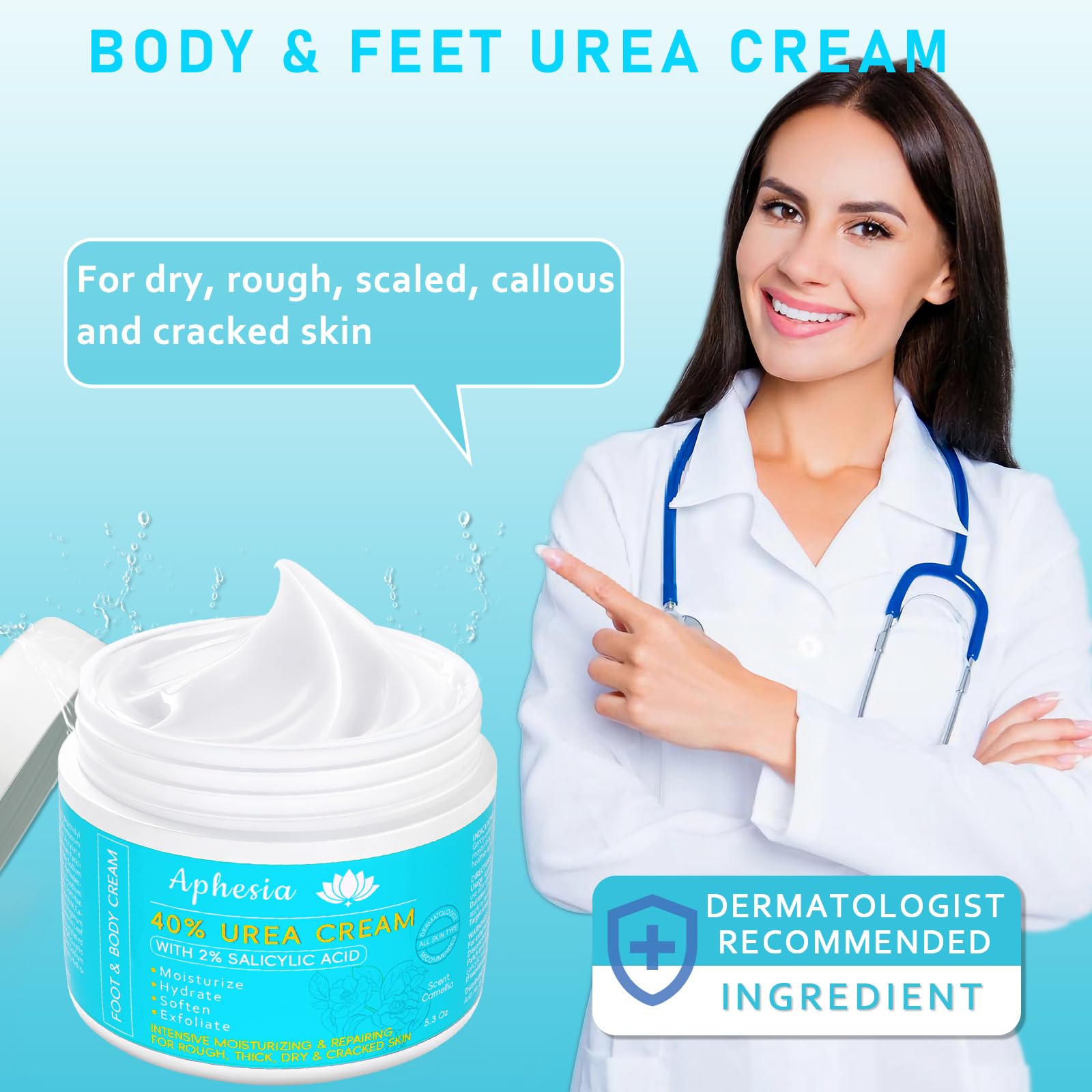 Aphesia Urea Cream 40% non-greasy finish suitable for feet and hands.