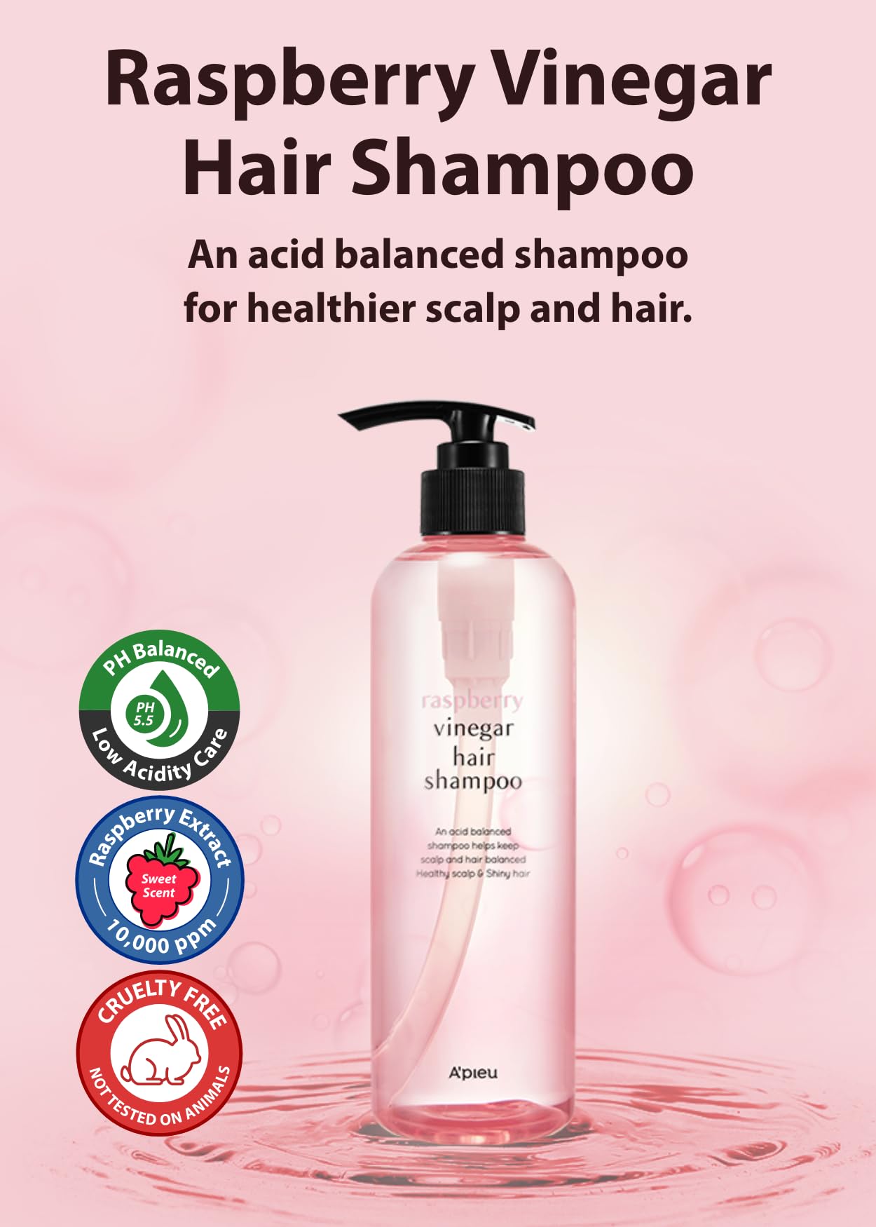 A'PIEU Raspberry Vinegar Shampoo rich lather demonstrates clarifying power.