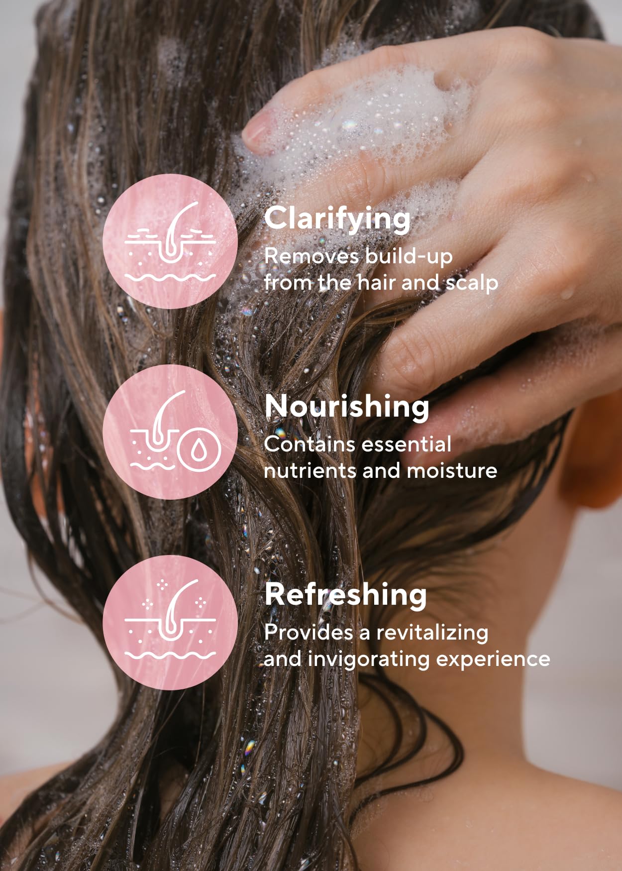 Hands applying A'PIEU Raspberry Vinegar Shampoo for gentle cleansing.