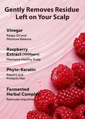 Raspberry extract on label highlights refreshing scent and revitalization.