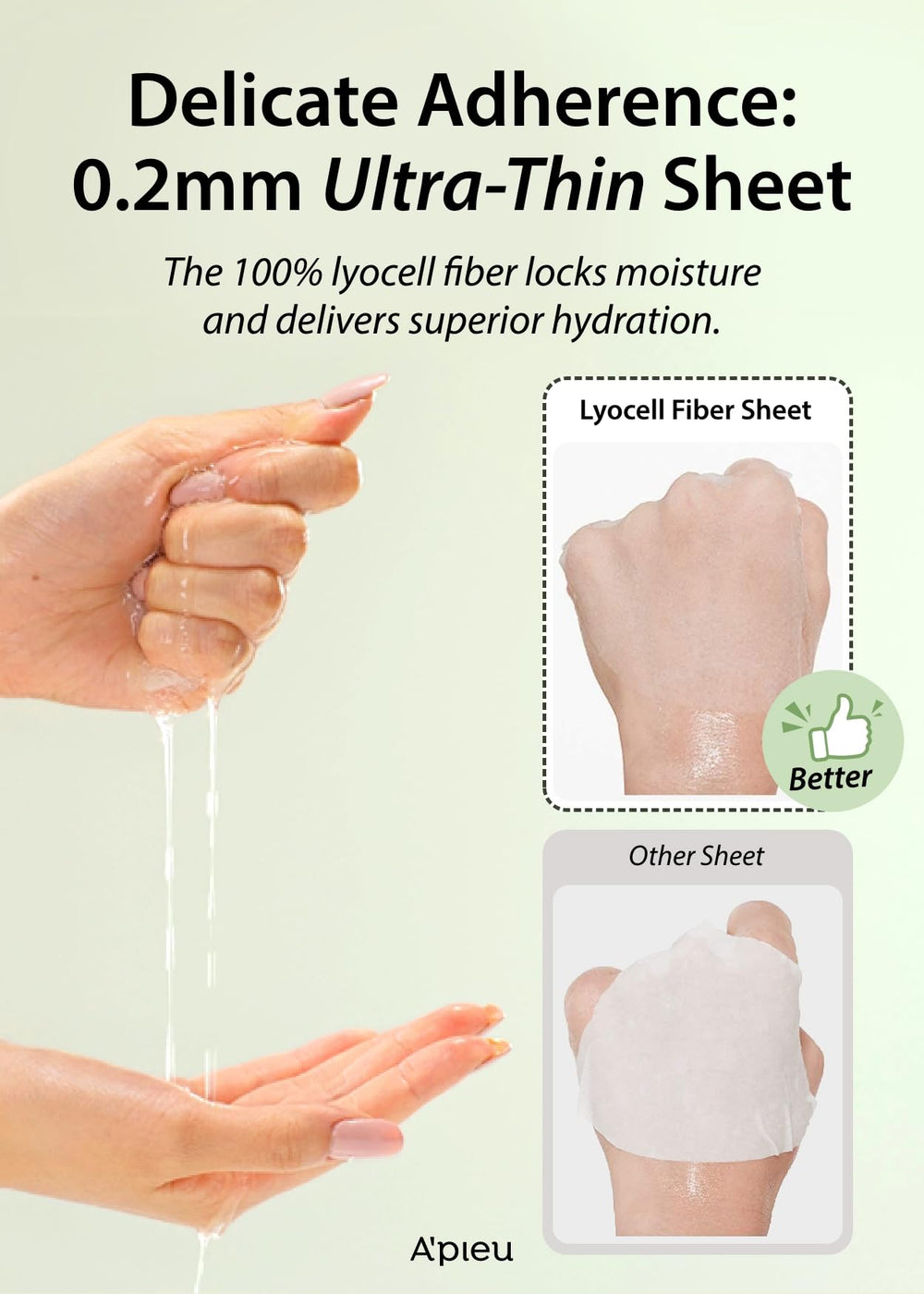 A'PIEU Daily Sheet Mask Green Tea close-up of ingredients suggests calming green tea benefits