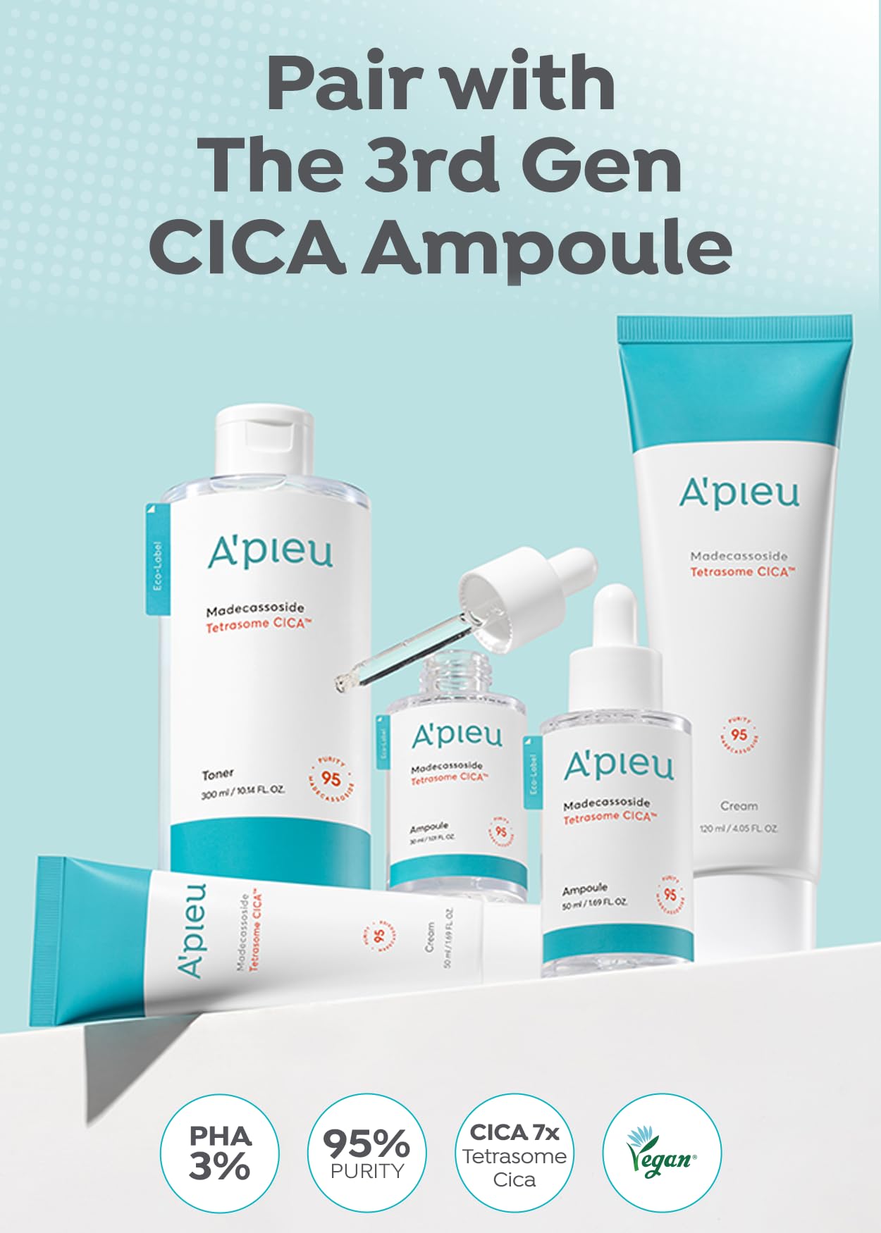 A'PIEU Madecassoside Tetrasome Serum packaging box conveys premium presentation.
