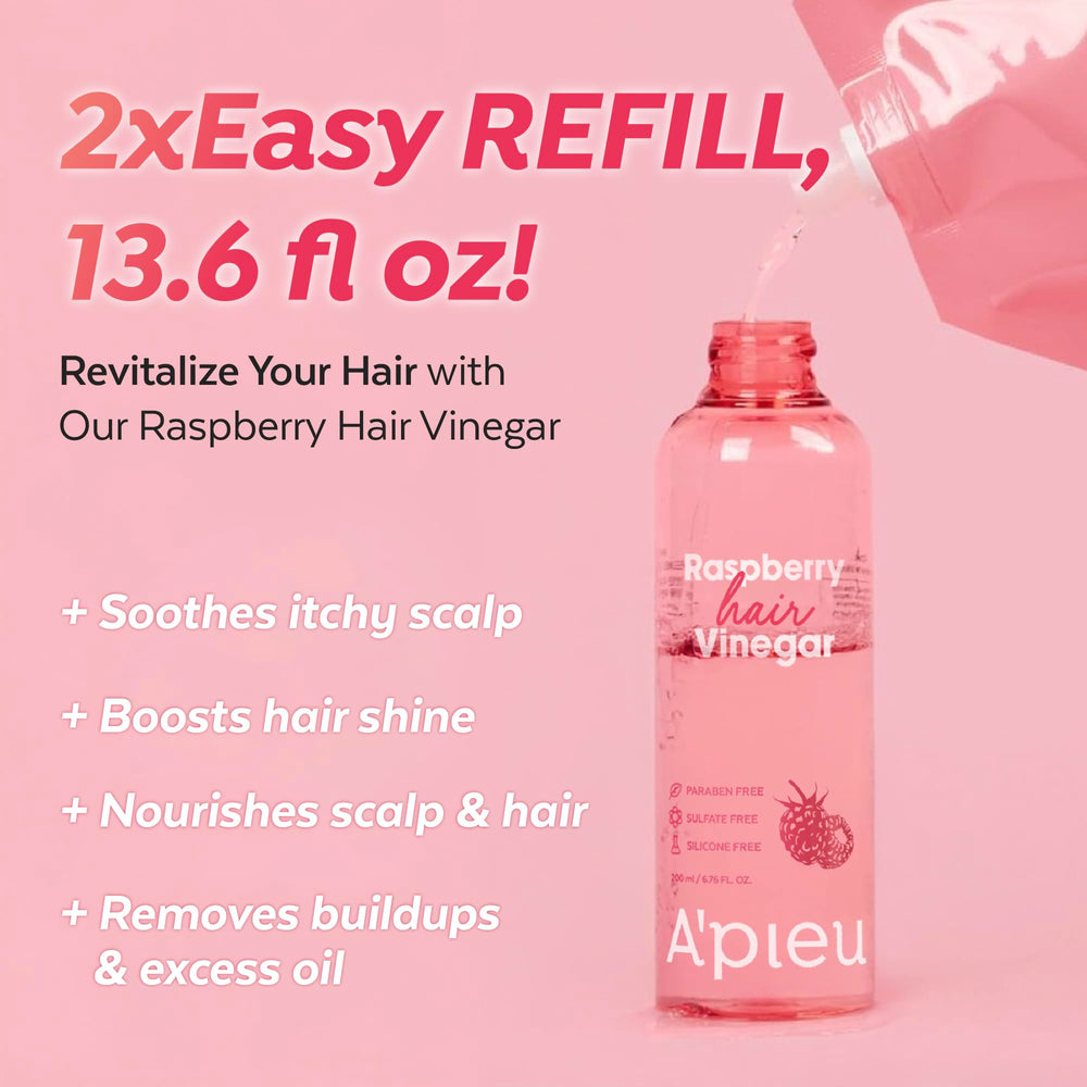 A’PIEU Raspberry Hair Vinegar bottle open ready for quick, refreshing scalp detox.
