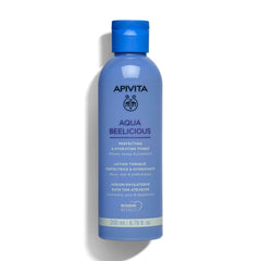 APIVITA Aqua Beelicious toner bottle shows hydrating formula for refreshed skin.