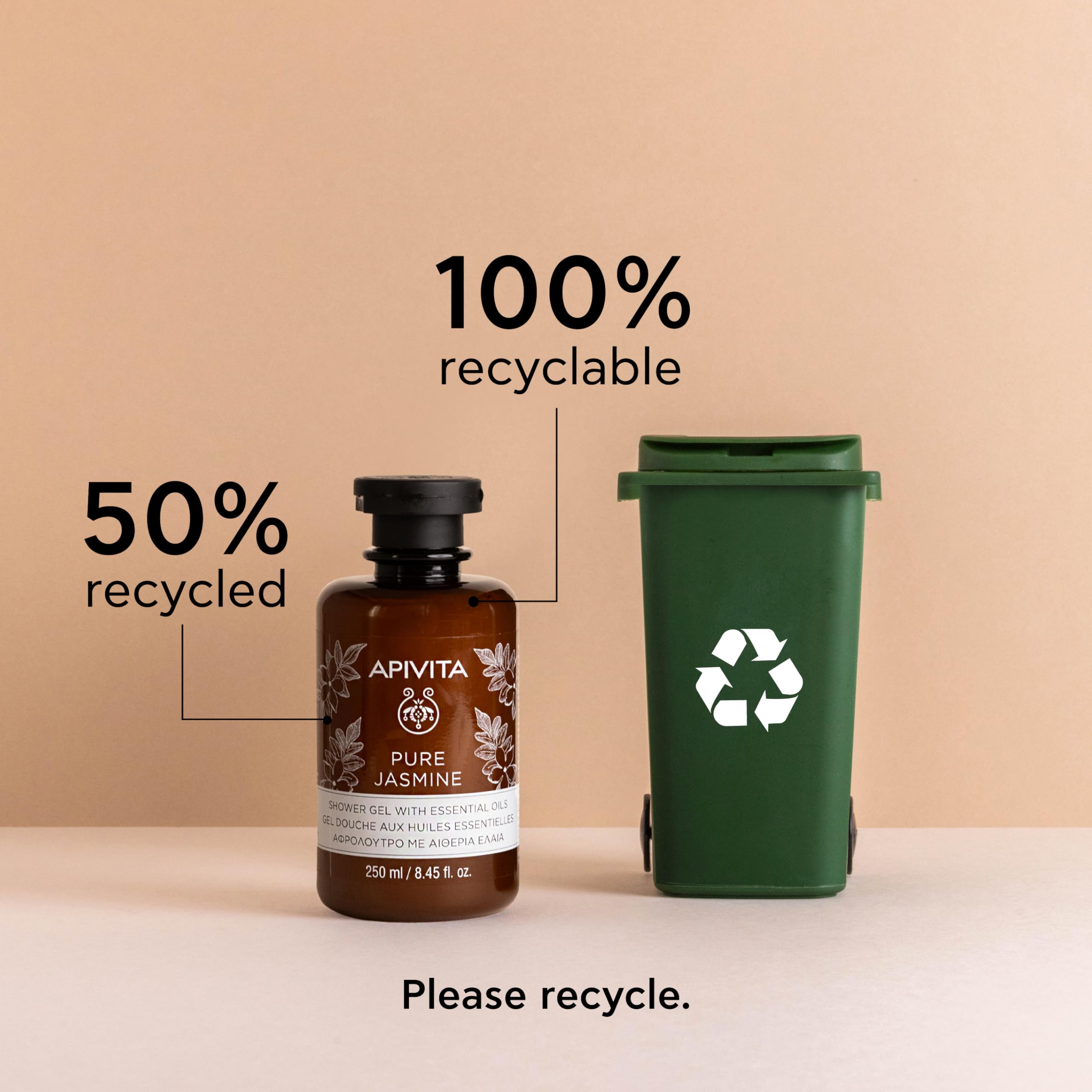 APIVITA packaging highlights eco-friendly design and 250 mL bottle