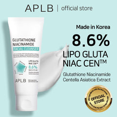 Close-up of APLB cleanser foam shows gentle lather renewing smooth skin.