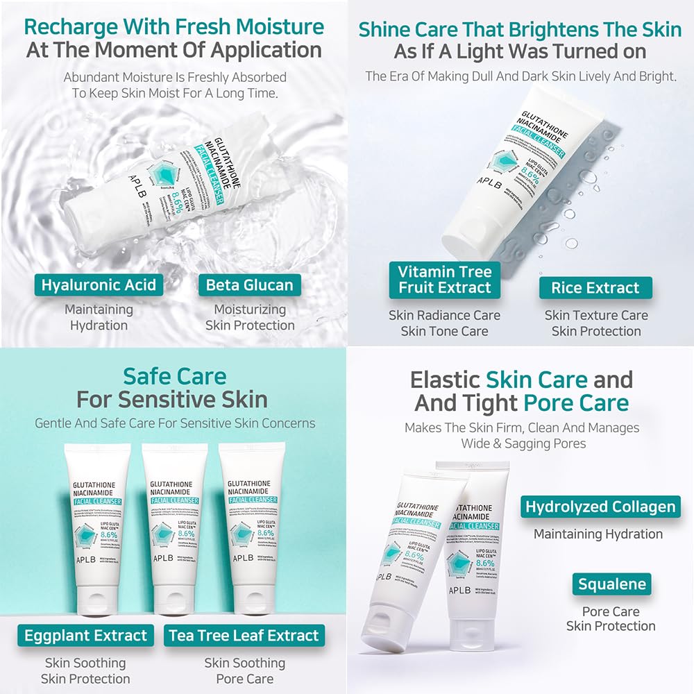 APLB Glutathione Niacinamide Cleanser texture provides soft skin after cleansing.