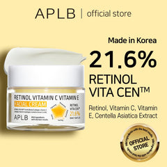 APLB Retinol Vitamin C Cream back label with ingredients and usage guidance