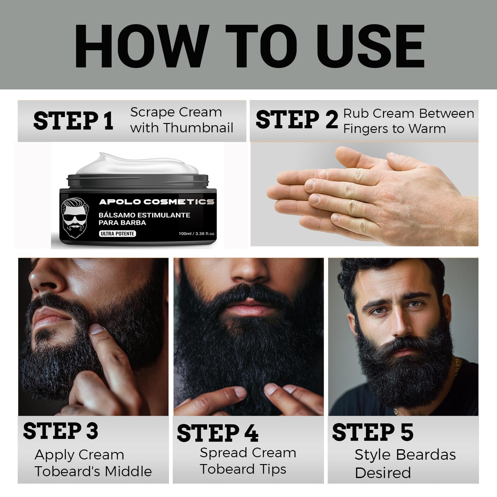 Apolo Cosmetics stronger-beard-look suggests a fuller appearance with regular use.