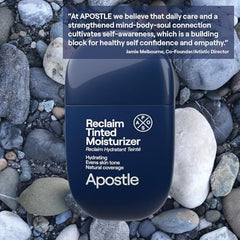 APOSTLE Reclaim tinted moisturizer application on skin shows quick blend without heaviness