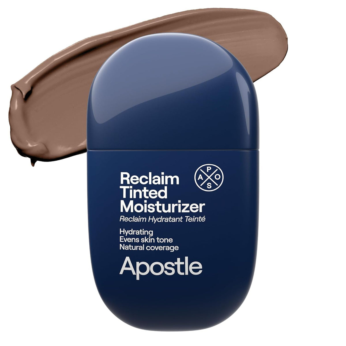 APOSTLE Reclaim tinted moisturizer bottle pour with natural matte finish.
