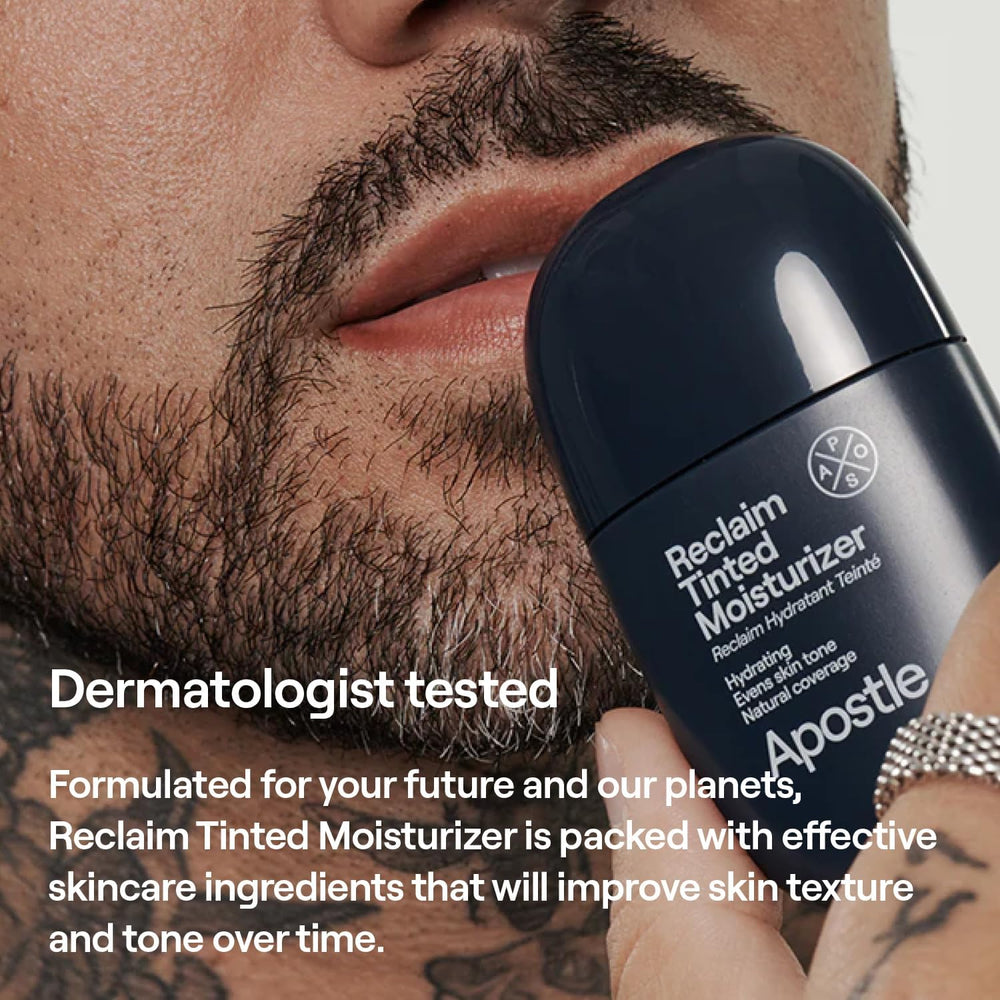 APOSTLE Reclaim matte finish on skin after light wear.