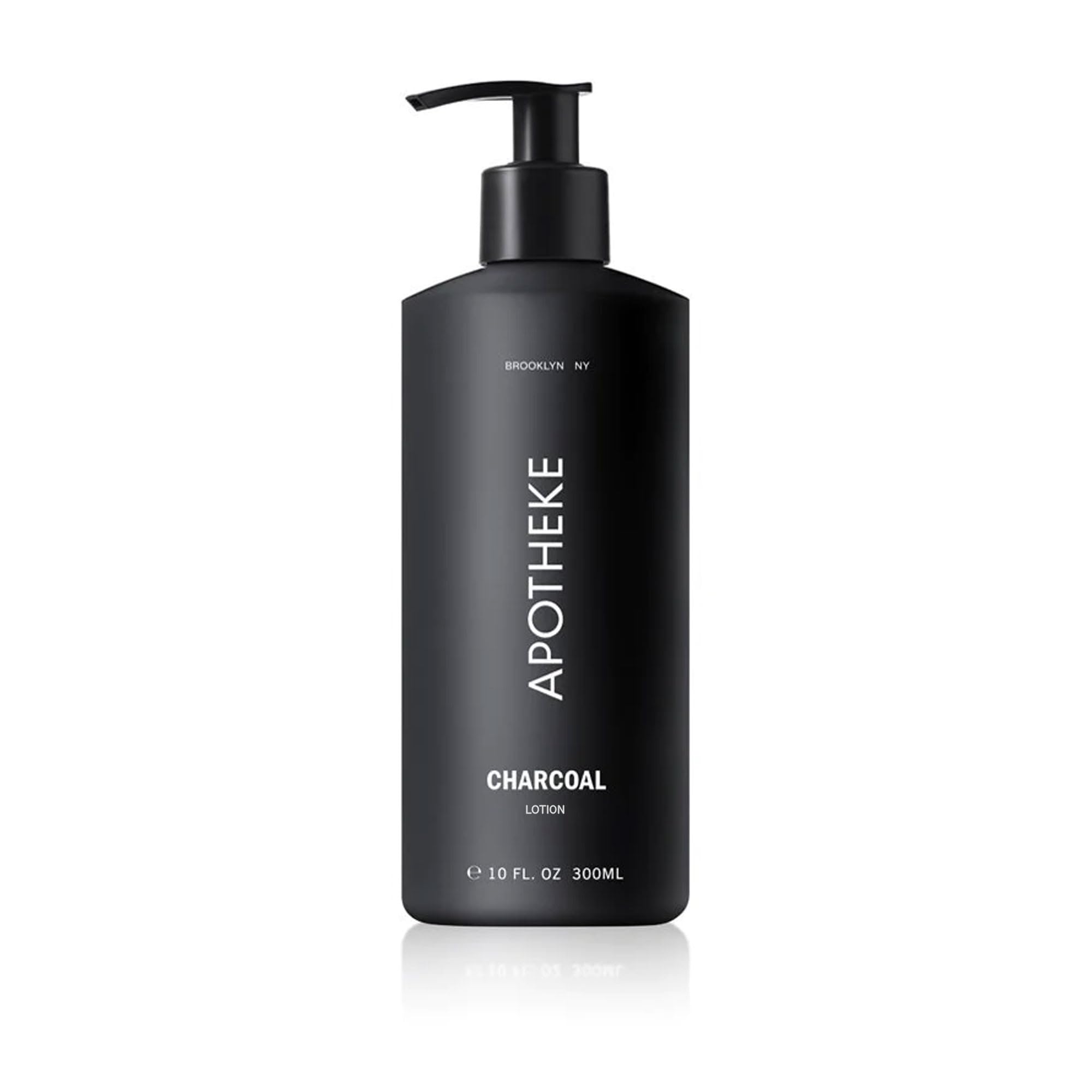 APOTHEKE Charcoal lotion bottle front highlighting premium hydration