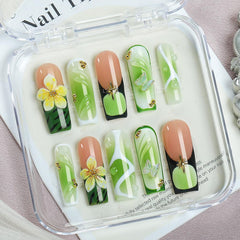 Appife white swirl design nails for a clean, modern look.