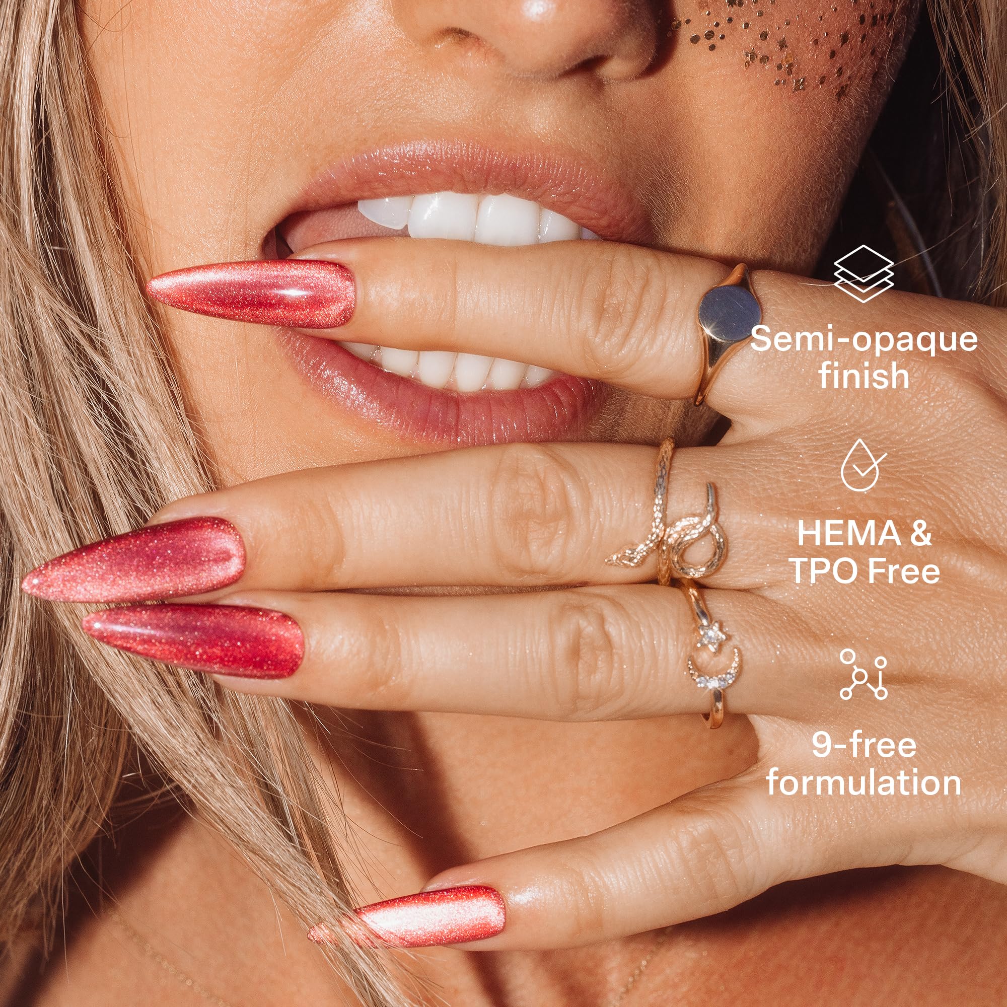 APRÉS Astral Gel Color Set pearlescent finish swatches reveal multidimensional shine.