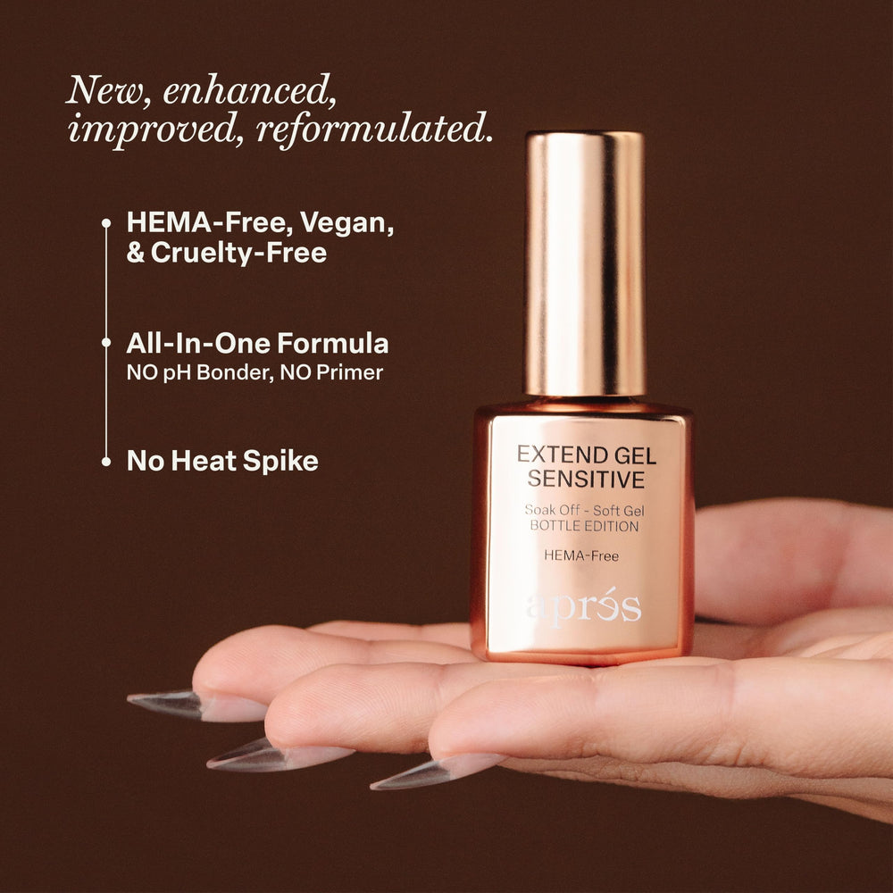 APRÉS Extend Gel Sensitive adhesion on nail demonstrates strong bonding without primer.