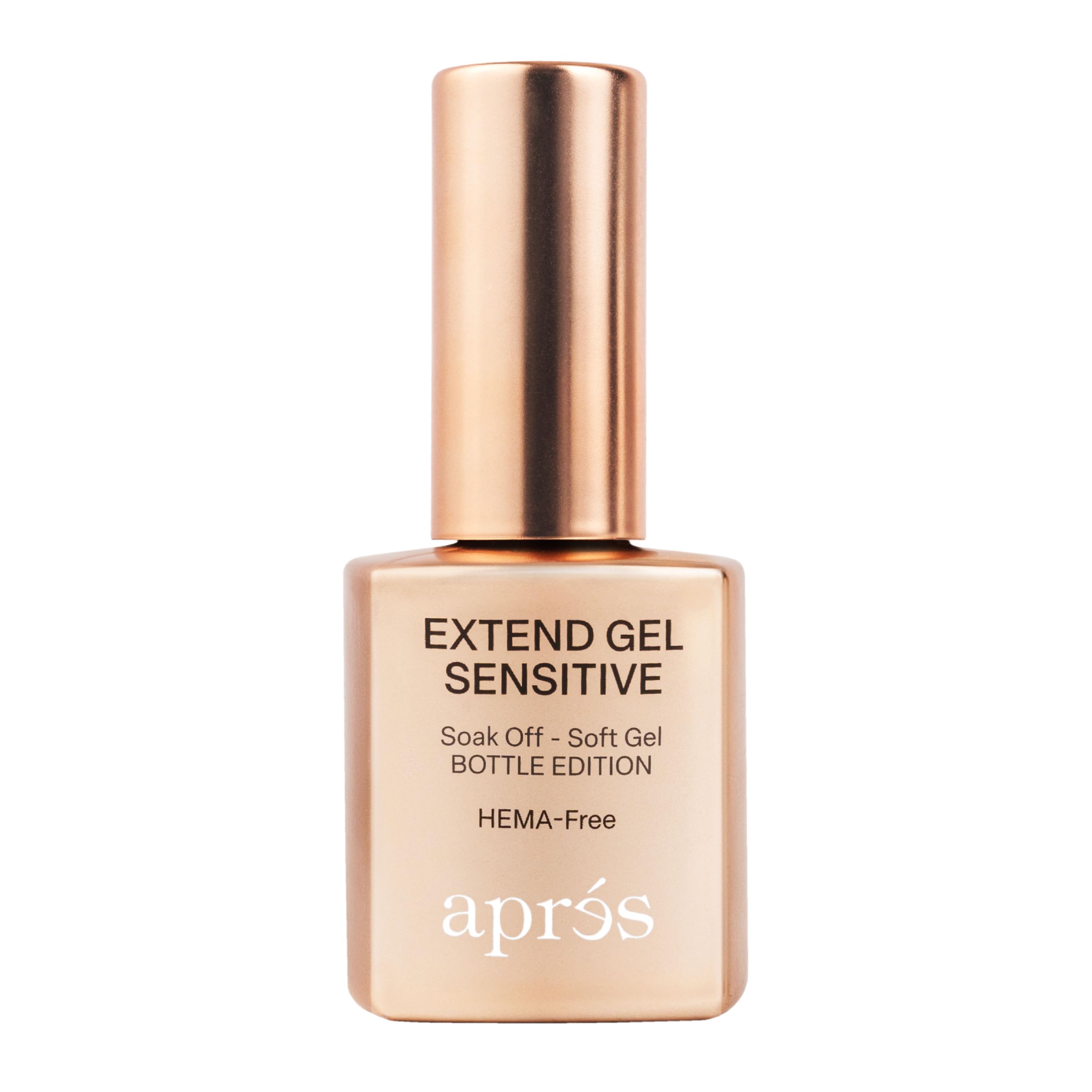 APRÉS Extend Gel Sensitive bottle highlights HEMA-free formula for sensitive nails.