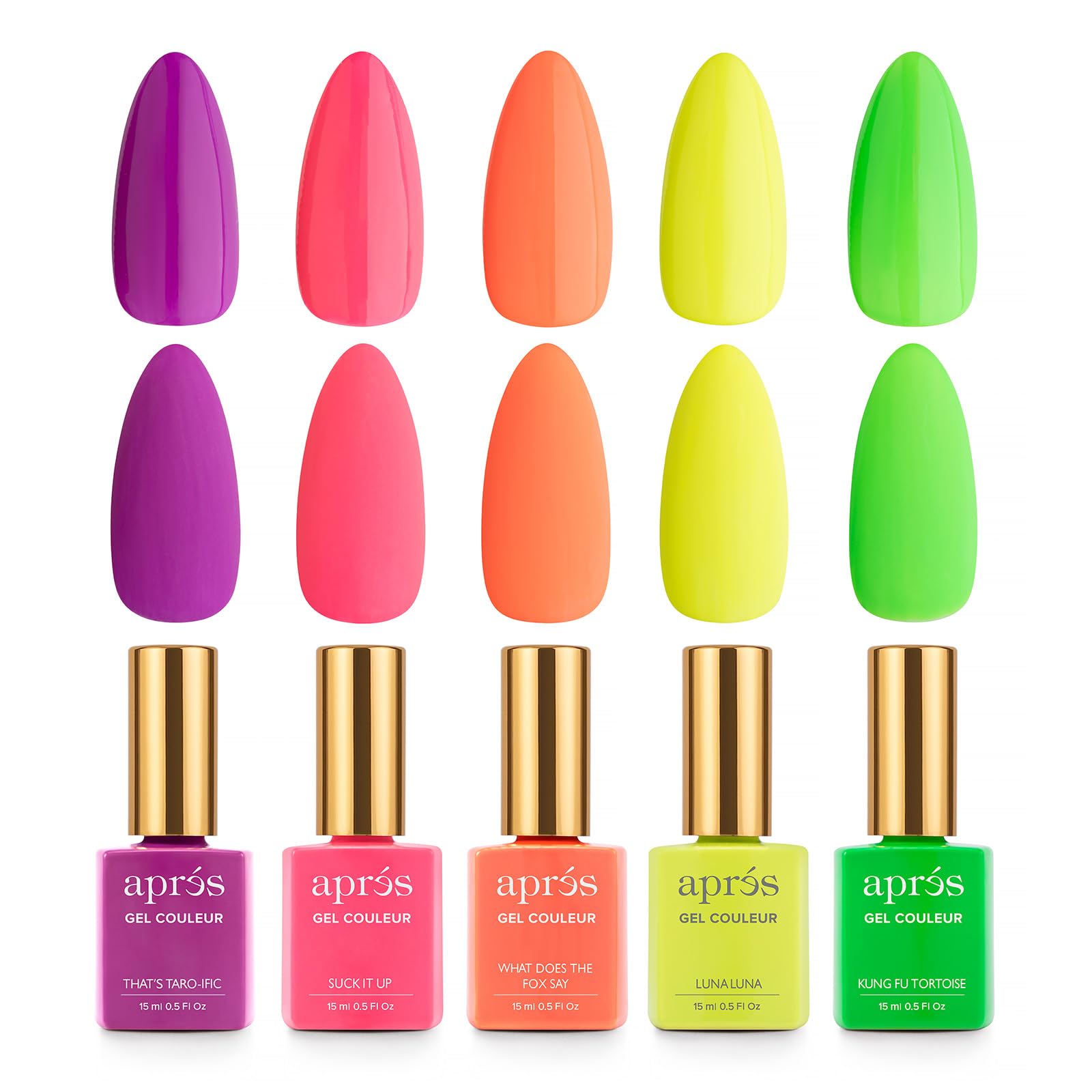 APRÉS Gel Couleur five-color set with Brush-X for precise color application