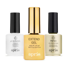 APRES Gel-X Extend Gel gold bottle for strong, flexible extensions with easy soak-off.