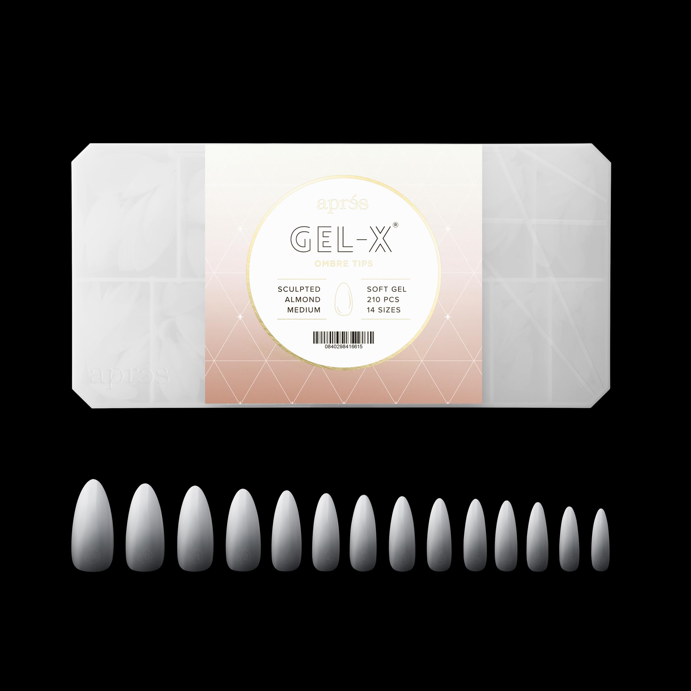 APRÉS Ombre Gel-X tips round shape for natural look